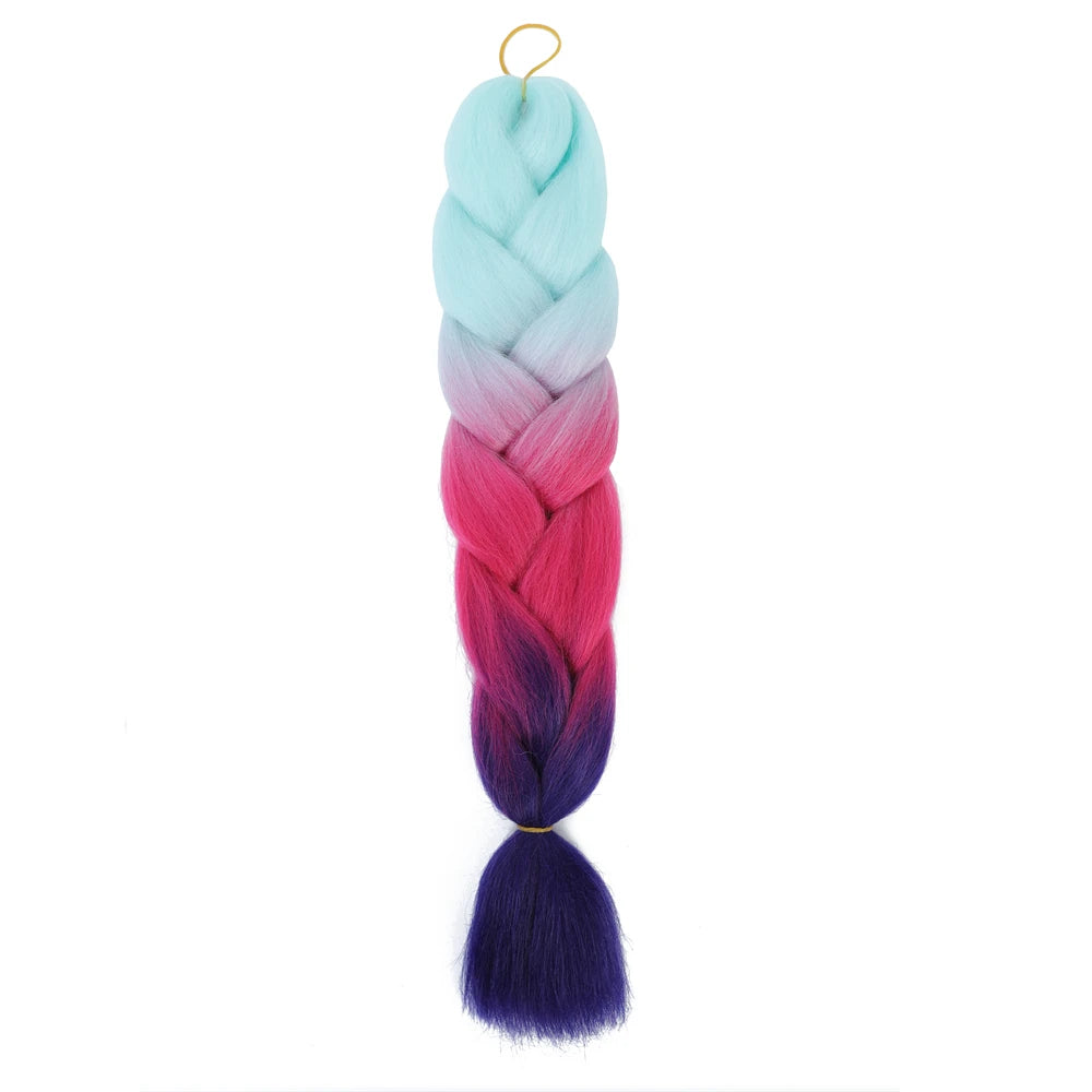 Extension cheveux tresses jumbo crochet, 24", synthétique ombré