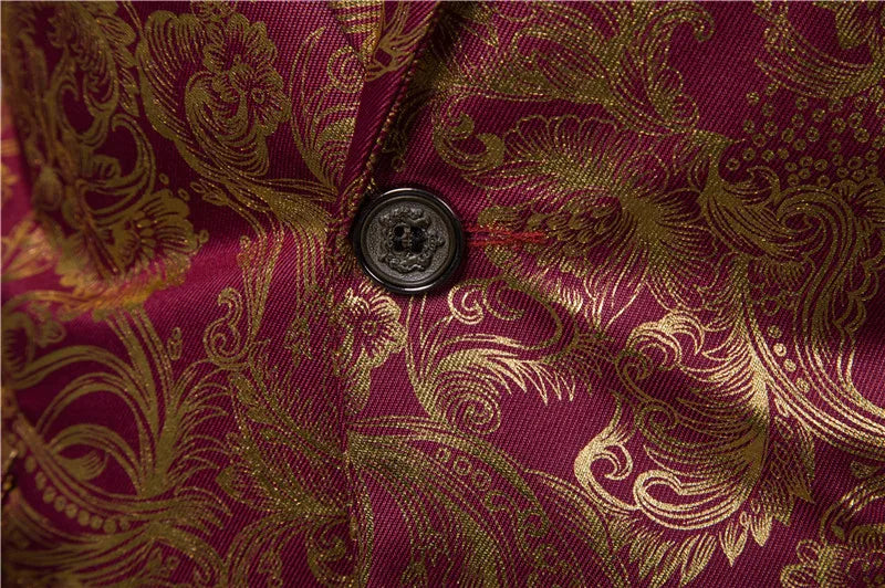 Blazer homme doré floral, décontracté, luxe, fête & affaires .