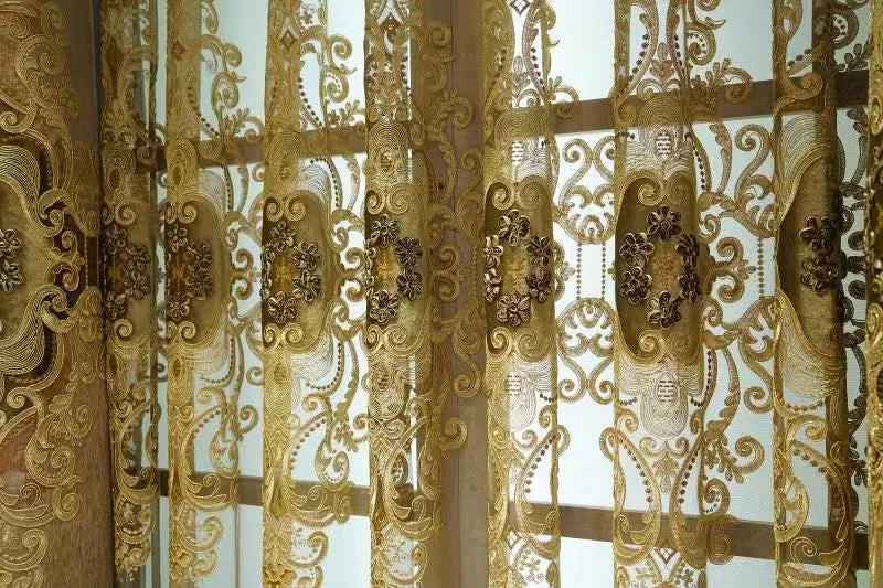 Rideau Brodé Luxe – Chenille, Style Européen, Avec Cantonnière .