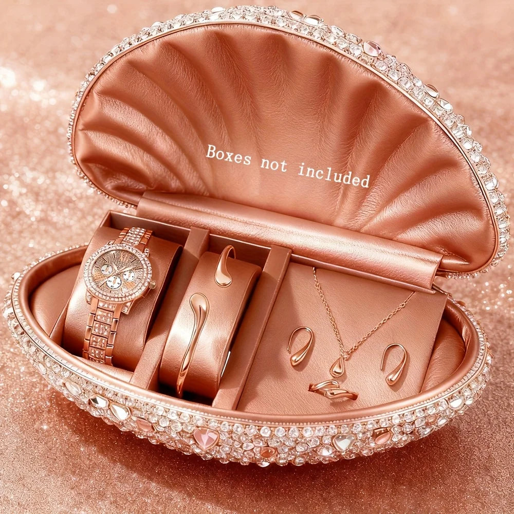 Montres femme quartz 6 pièces – Strass, cadran rond, minimaliste, Reloj Mujer, sans boîte