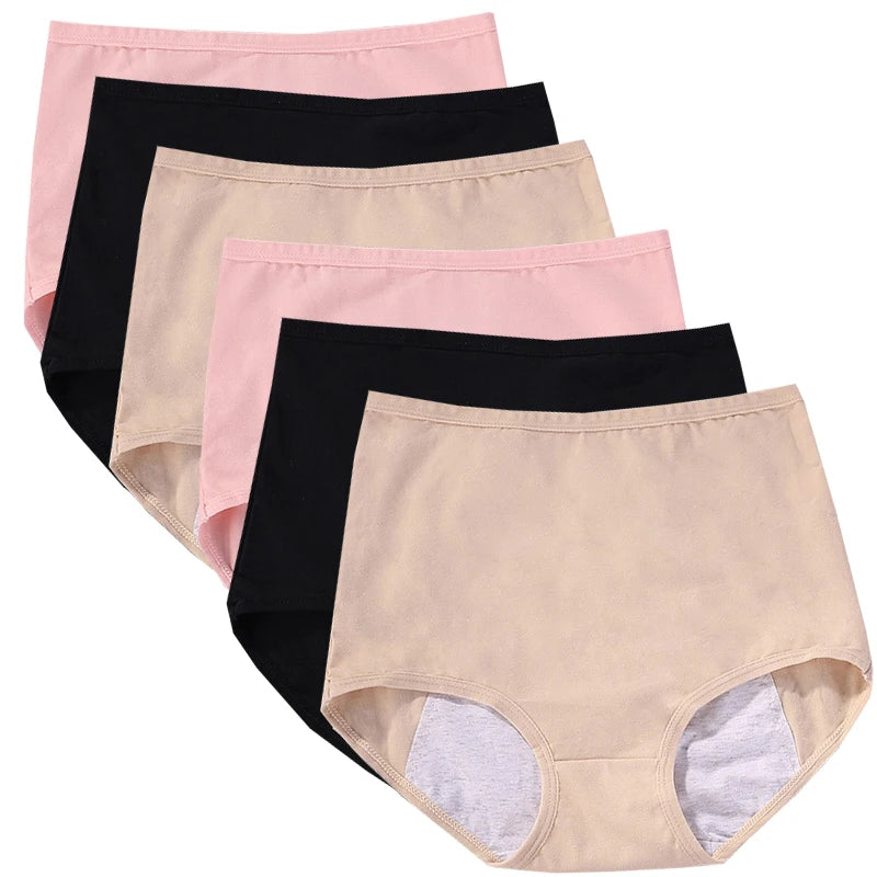 Lot 6 pièces culottes menstruelles taille haute – Sous-vêtements anti-fuite en coton
