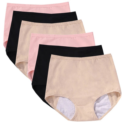 Lot 6 pièces culottes menstruelles taille haute – Sous-vêtements anti-fuite en coton