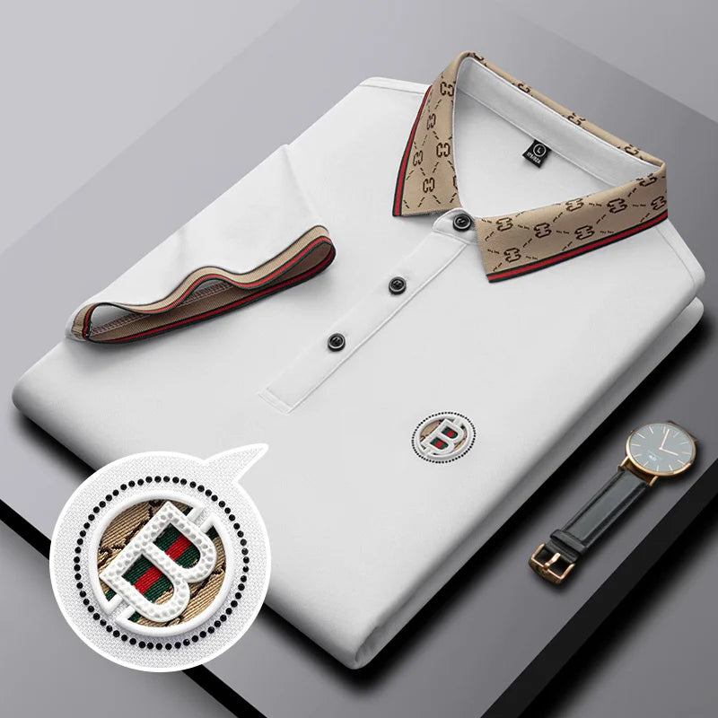 Polo de luxe à manches courtes pour hommes, de haute qualité, de marque de styliste, brodé, respirant, haut d'affaires décontracté, nouvelle collection été.