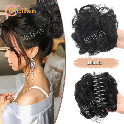 synthetic wavy bun with claw clip,