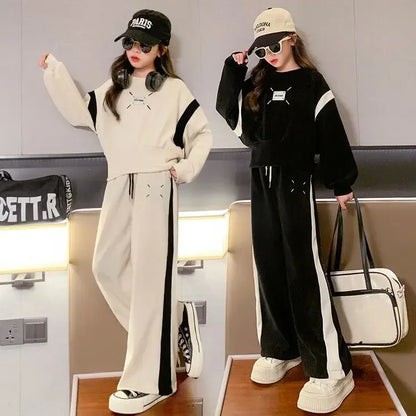 Ensemble bébé fille coréen 2 pièces 4-15 ans, style printemps, tendance oversize .