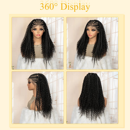 Perruque tressée synthétique Lace Frontal 13x6 22 pouces Cornrow bouclé sans nœuds