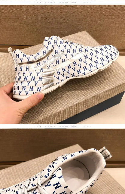 Baskets sport homme respirantes, semelle épaisse, coupe basse.