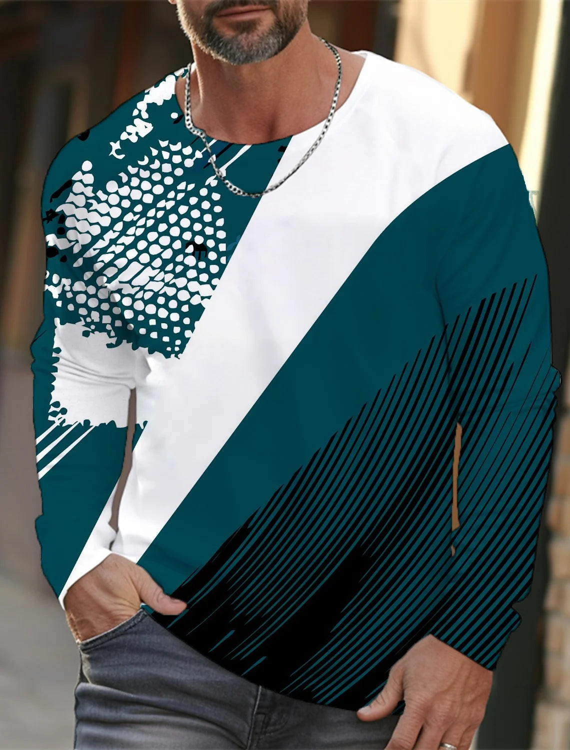 Men's round neck T-shirt, 3D printing, high definition