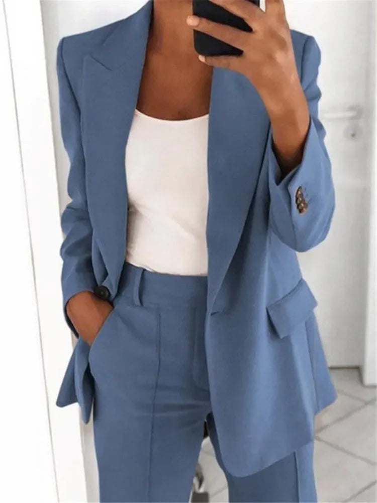 Blazer décontracté femme, manches longues, uni, boutons col, grande taille S-5XL.