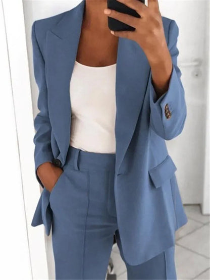 Blazer décontracté femme, manches longues, uni, boutons col, grande taille S-5XL.
