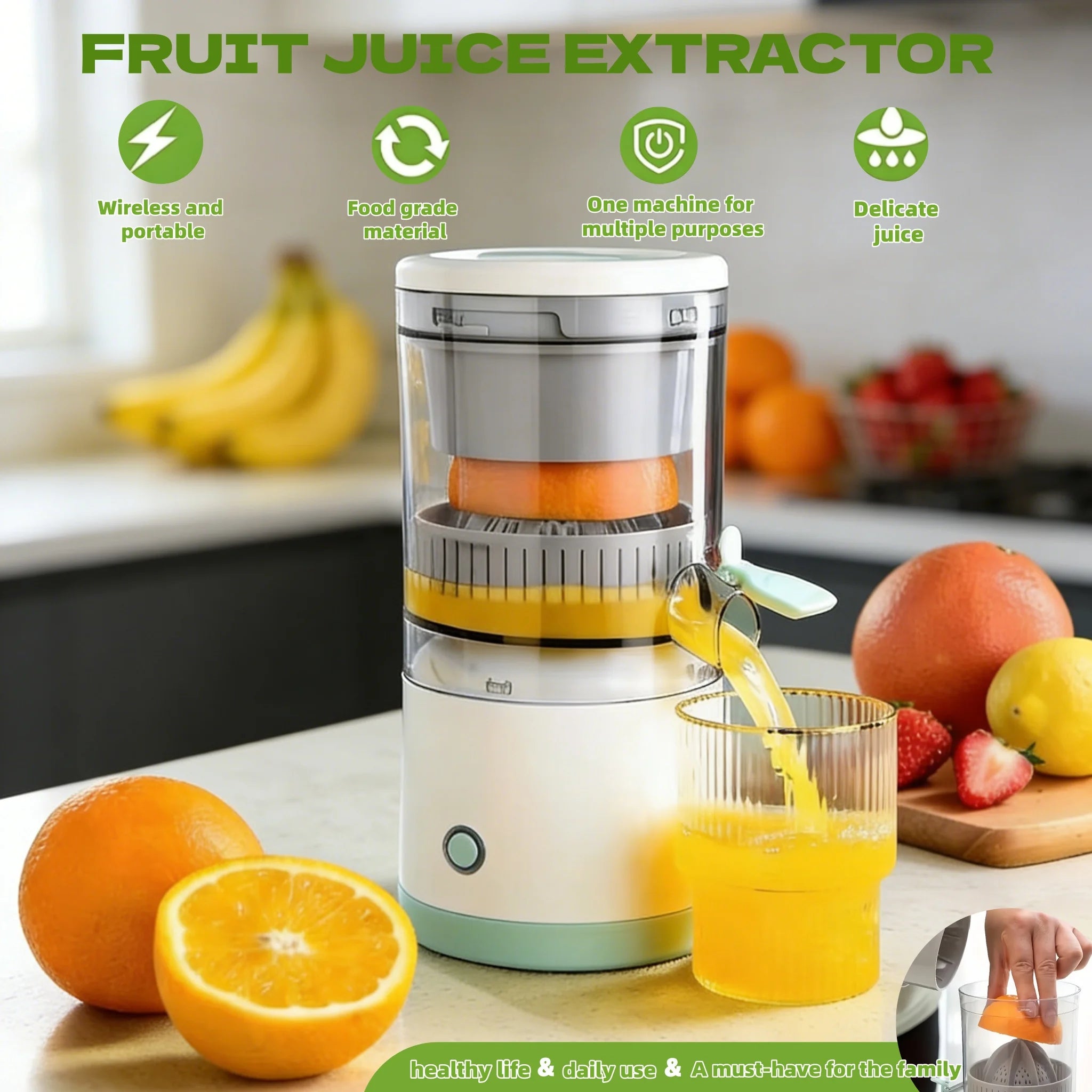 Presse-agrumes portable électrique – USB rechargeable, haute sortie jus fruits