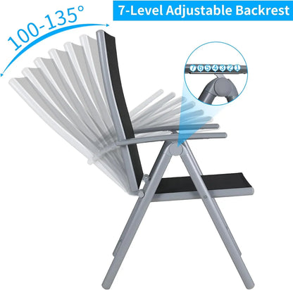 Lot de 2 chaises de jardin pliantes, dossier 7 positions, charge 150 kg .