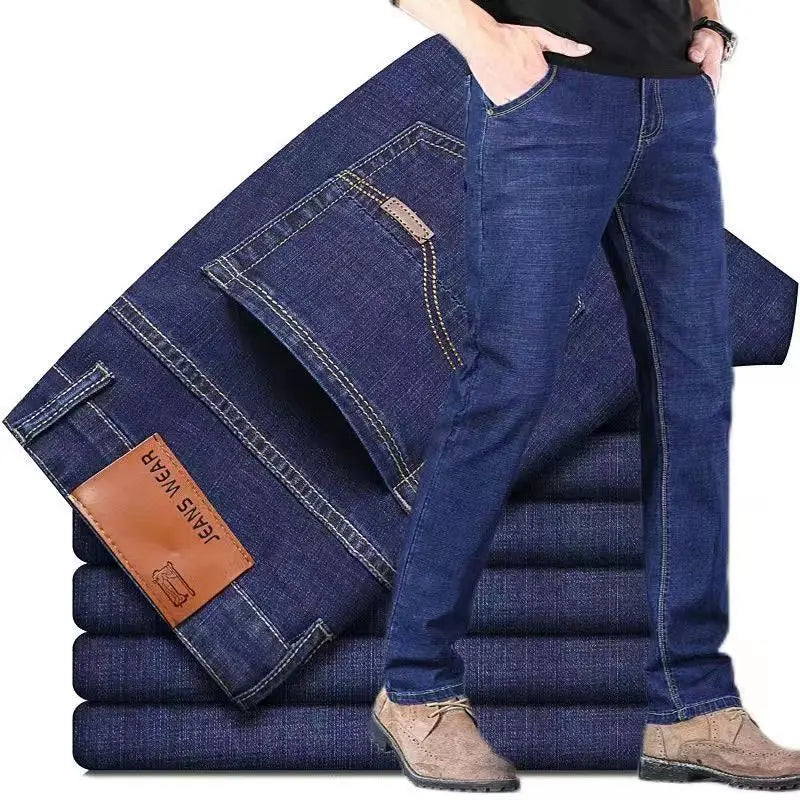 Jean homme d’affaires – Décontracté, droit, stretch, bleu/noir, mode classique, denim travail