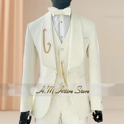 Costume Homme 3 Pièces Rayé – Blazer, Gilet et Pantalon Noir, Sur-Mesure, Idéal Mariage, Banquet et Événements d'Affaires, Robe de Smoking Élégante
