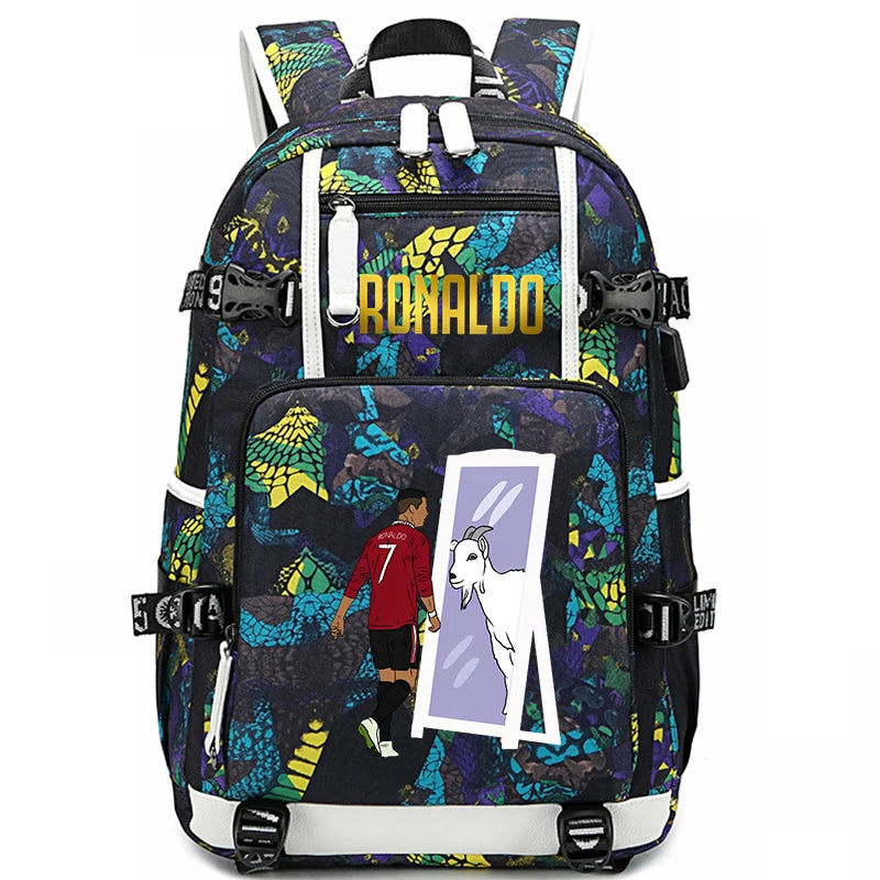 Sac d'école imprimé Ronaldo pour enfants, sac à dos pour étudiant, sac de voyage extérieur.