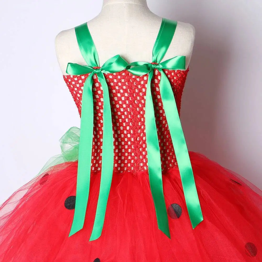 Robe tutu fraise enfant – Costume princesse fille, anniversaire, Halloween, Noël
