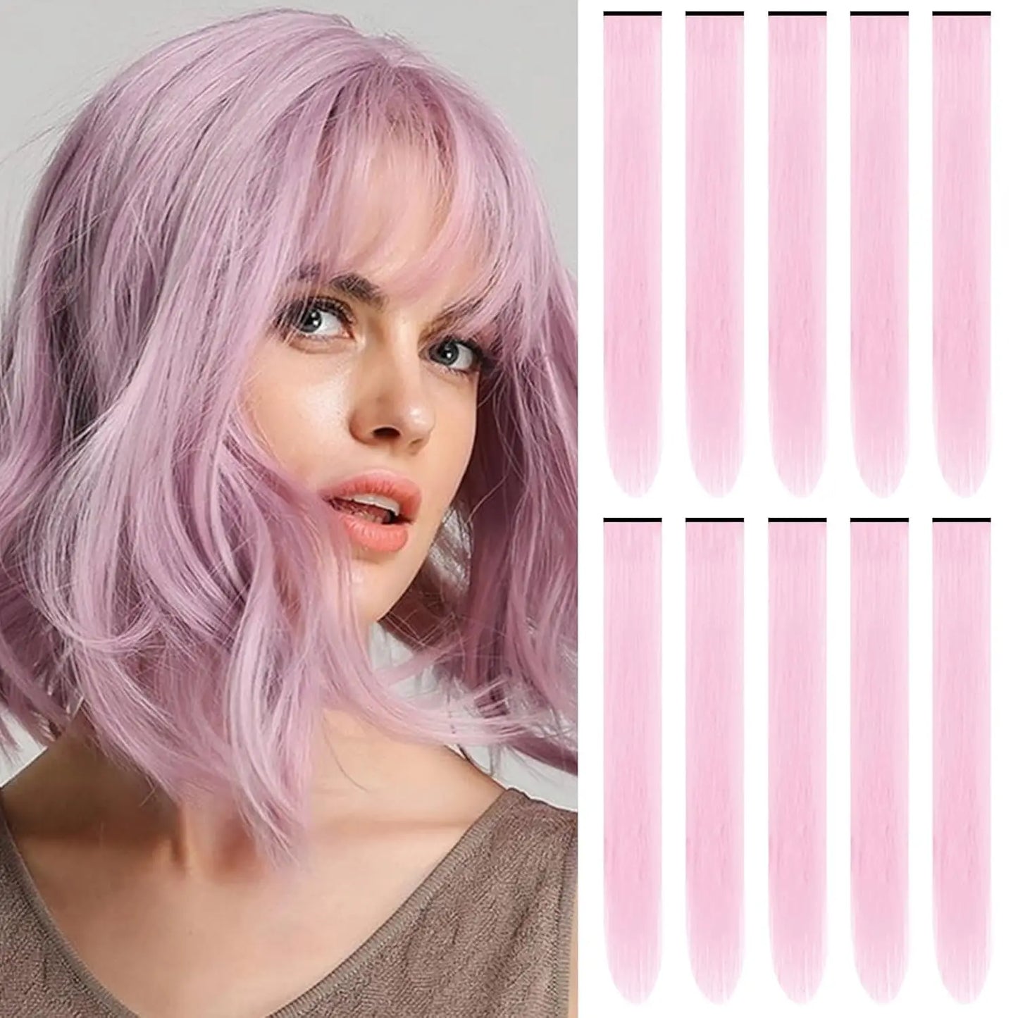 Extensions Clips Synthétiques Rouge Bleu 10 pcs Fête