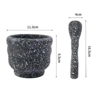 Ensemble mortier et pilon granit à grande bouche, bol portable pour épices et pesto, diamètre 17 cm
