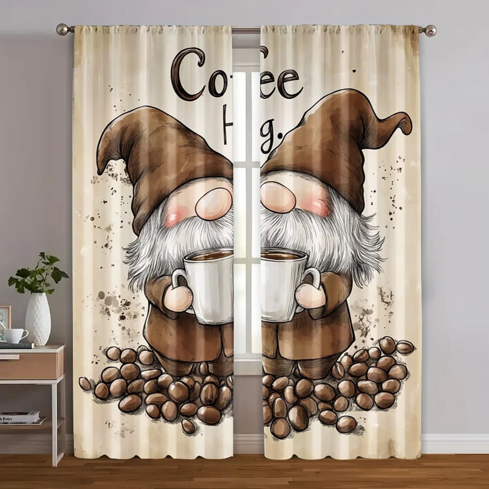 Rideaux filtrants gnome café, 2 pièces, polyester polyvalent salon/chambre