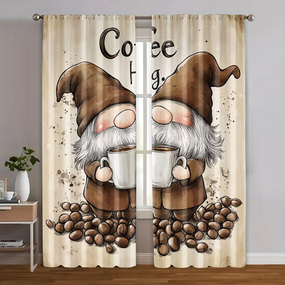 Rideaux filtrants gnome café, 2 pièces, polyester polyvalent salon/chambre