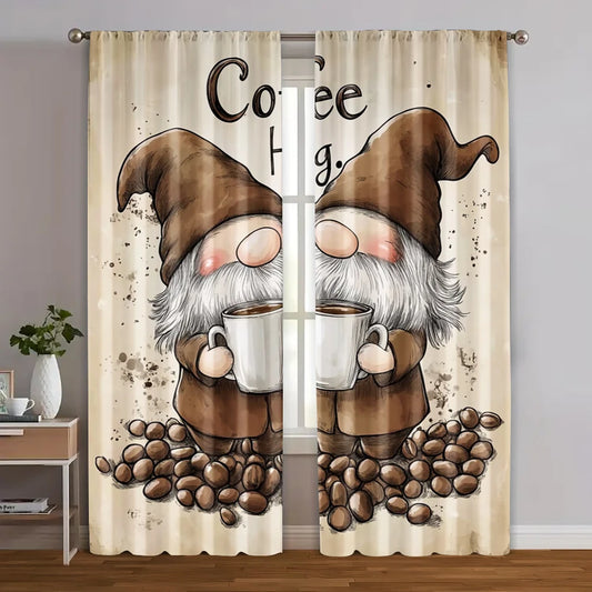 Rideaux filtrants gnome café, 2 pièces, polyester polyvalent salon/chambre