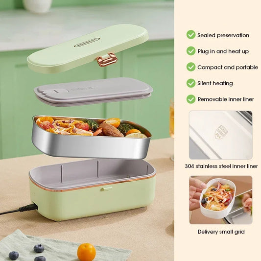 Boîte à lunch électrique chauffante, portable, en acier inoxydable, pour bureau
