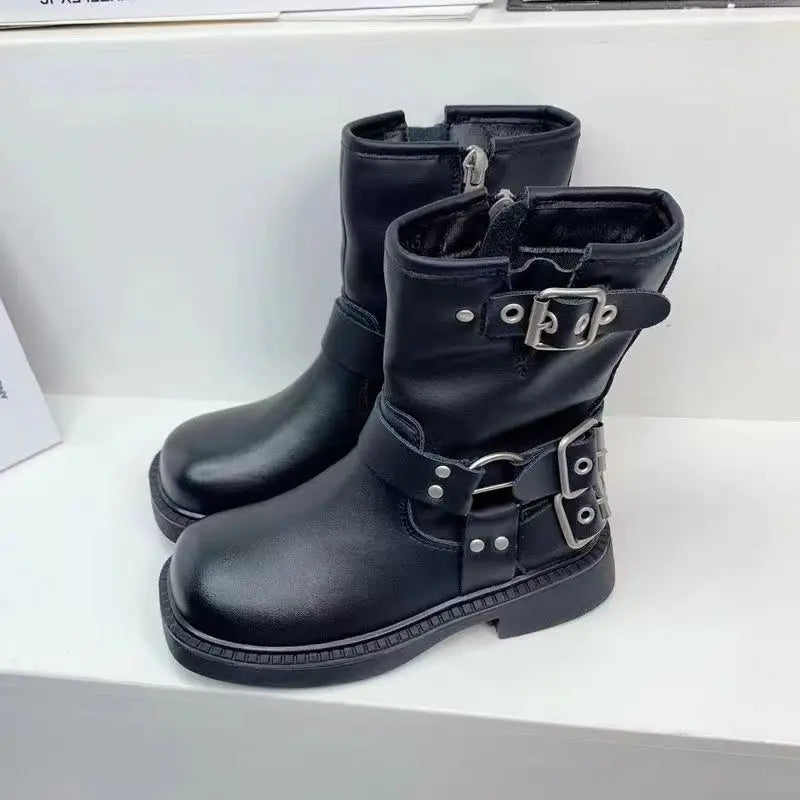 Bottes Courtes Cuir Fille – Semelle Souple, Construction Latérale, Mode Automne Hiver , Chaussures Enfants Confortables et Tendance