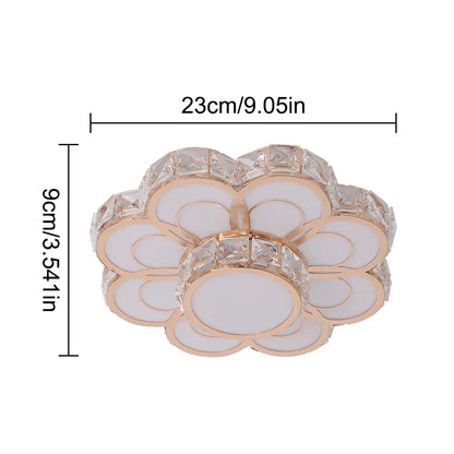 Plafonnier LED Fleur en Cristal Or – Allée, Escalier, Cuisine .