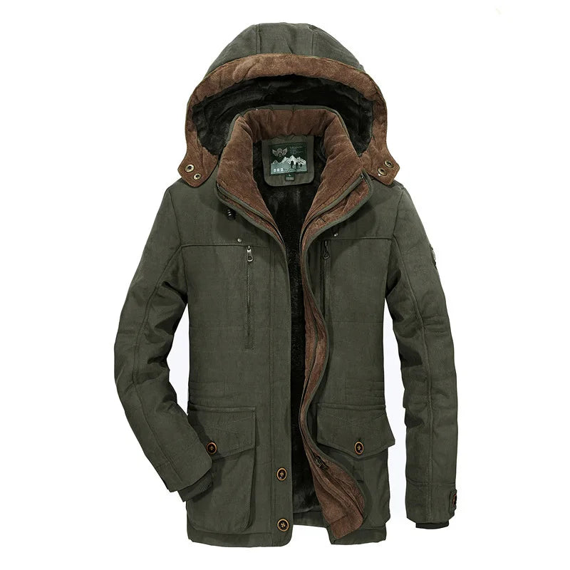 Manteau Hiver Homme 7XL Cargo, Multi-Poches, Doudoune Longue, Capuche, Chaud .