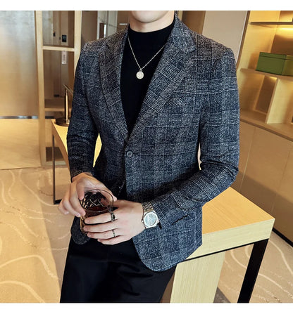 Blazer homme luxe à carreaux, Slim Fit, style britannique – Mariage & affaires .