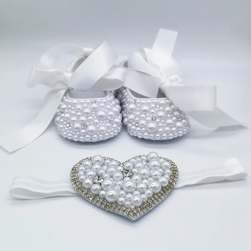 Chaussures Bébé Fille Brillantes, Cœur, Cadeau Naissance/Baptême .
