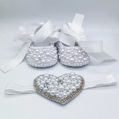 Chaussures Bébé Fille Brillantes, Cœur, Cadeau Naissance/Baptême .