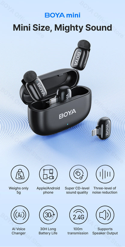 Micro Sans Fil BOYA Lavalier Mini, Enregistrement Audio/Vidéo .