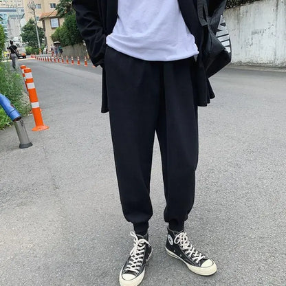 Pantalon Haren ample homme, élastique à lacets, poche imprimée, style coréen printemps-automne