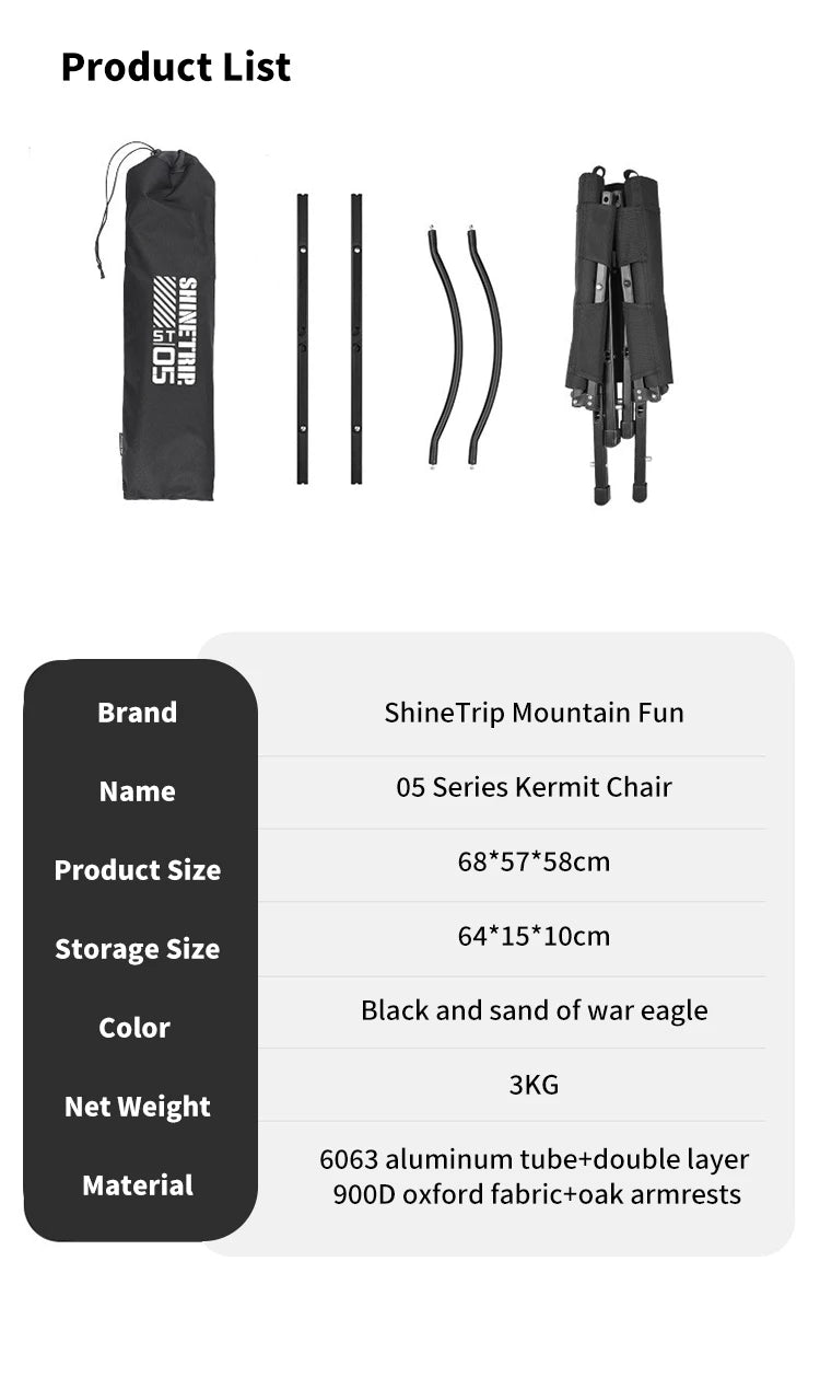 Chaise tactique pliable en aluminium légère Kermit – portable et détachable pour camping .