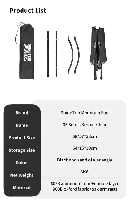 Chaise tactique pliable en aluminium légère Kermit – portable et détachable pour camping .