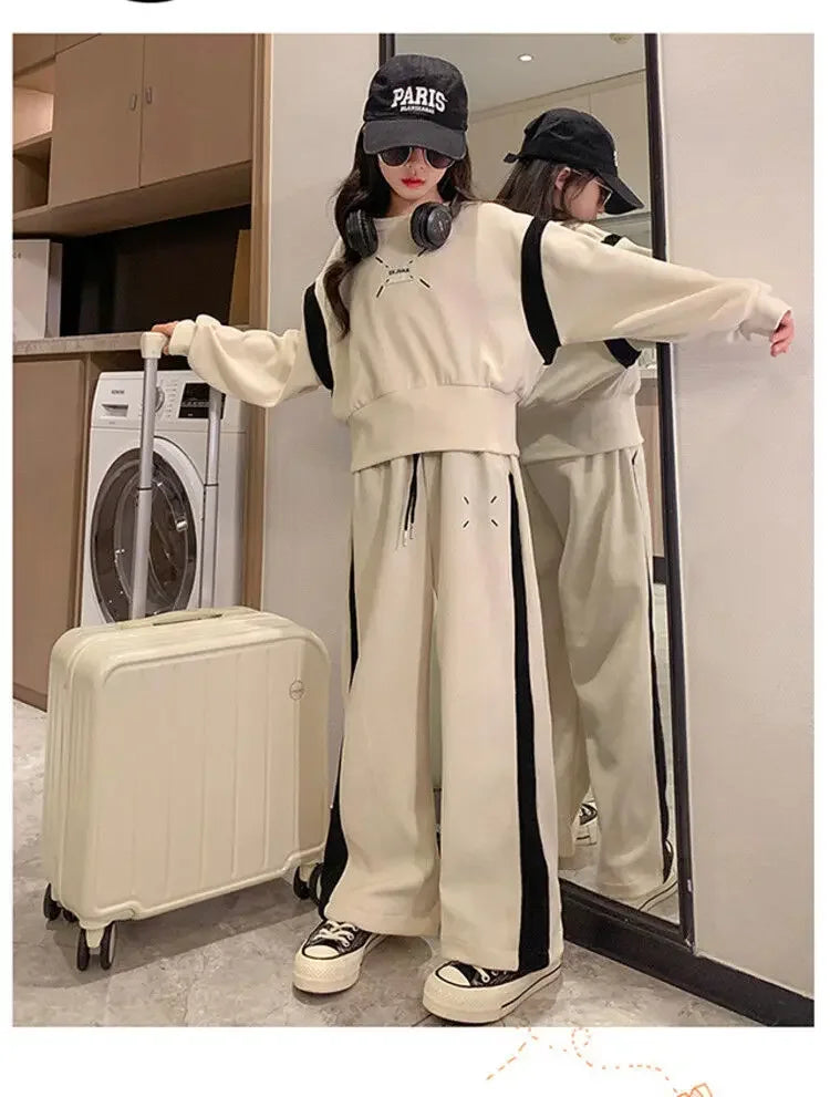 Ensemble bébé fille coréen 2 pièces 4-15 ans, style printemps, tendance oversize .