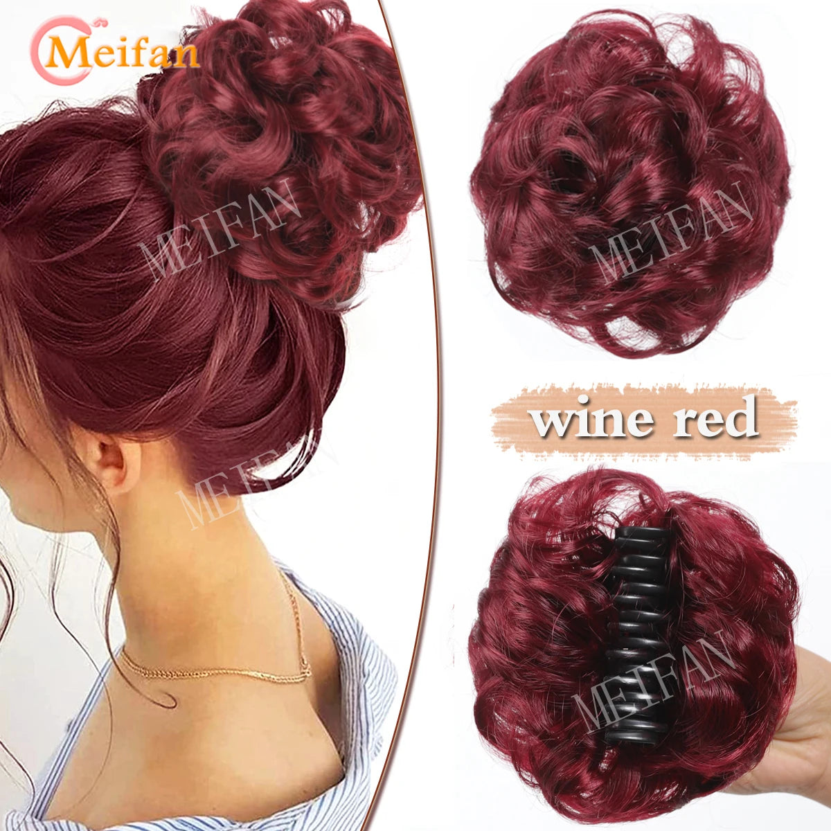 synthetic wavy bun with claw clip,