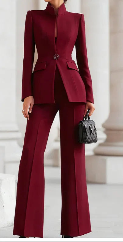 Ensemble Pantalon Femme de Bureau – Costume Professionnel Ajusté Automne