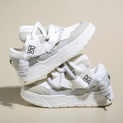 Chaussures chunky polyvalentes pour hommes et femmes, blanches