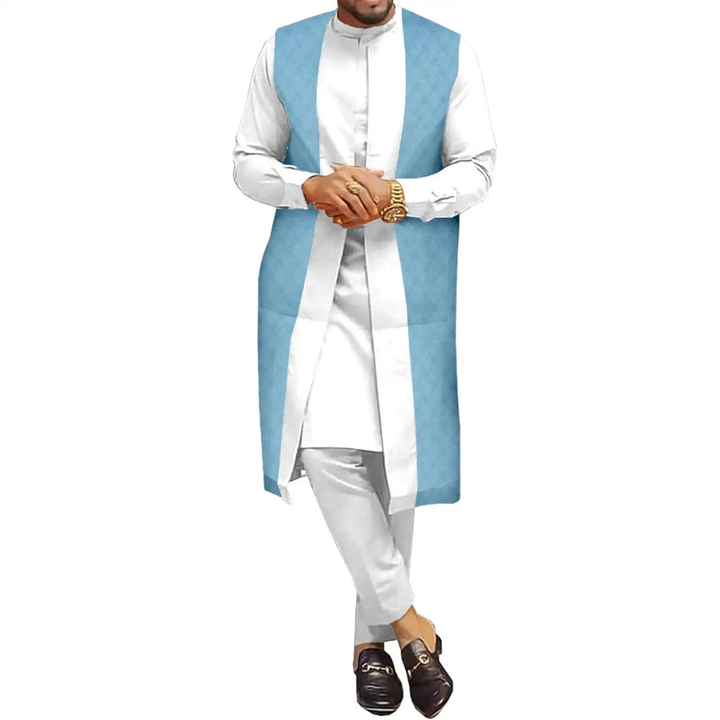 Vêtements couple africain – Robe femme maxi et jupe sirène, haut homme assorti, tenue mariage ET fête , 3 pièces