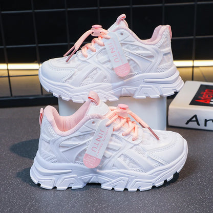 Baskets de sport pour filles, chaussures décontractées pour enfants de 6 à 12 ans, plateforme en maille, baskets de Tennis de styliste,