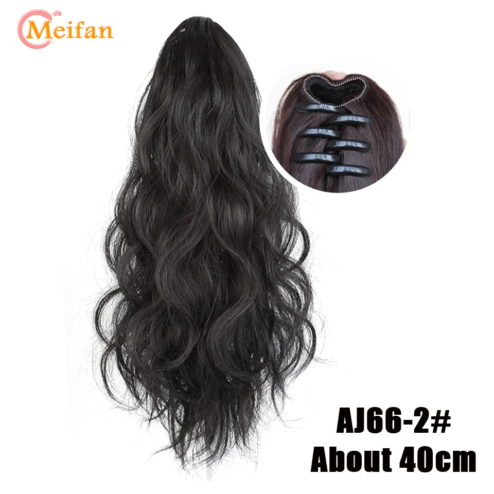 MEIFAN Short Synthetic Ponytail, Natural Claw Clip, Heat Resistant Hair.