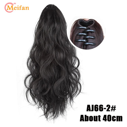 MEIFAN Short Synthetic Ponytail, Natural Claw Clip, Heat Resistant Hair.