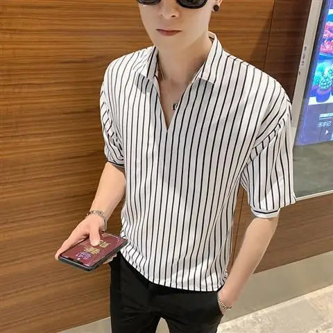 Chemises homme manches longues col roulé tricotées – Hauts décontractés streetwear mode automne hiver