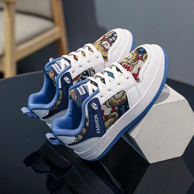 Baskets Basses Enfant Cuir PU Confortables – Chaussures École Garçons Filles Mode