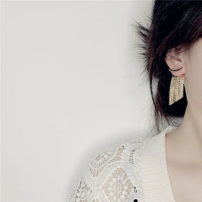 Boucles Oreilles Longues Pampilles Or Mariage Cadeau