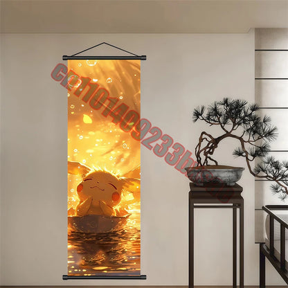 Peinture artistique Pokémon classique japonais – Pikachu, Gengar, Mewtwo – Décoration murale chambre à coucher haute qualité