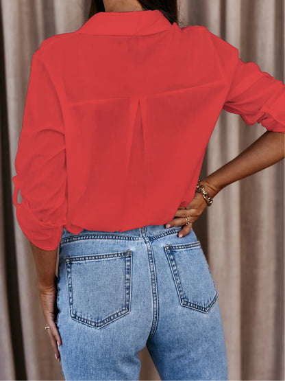 Chemisier boutonné pour femme,  haut à la mode, élégant, social .