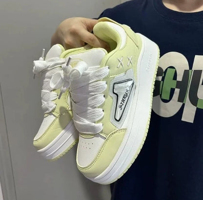 Baskets couple résine mandarine, couleurs dopamine, tendance casual